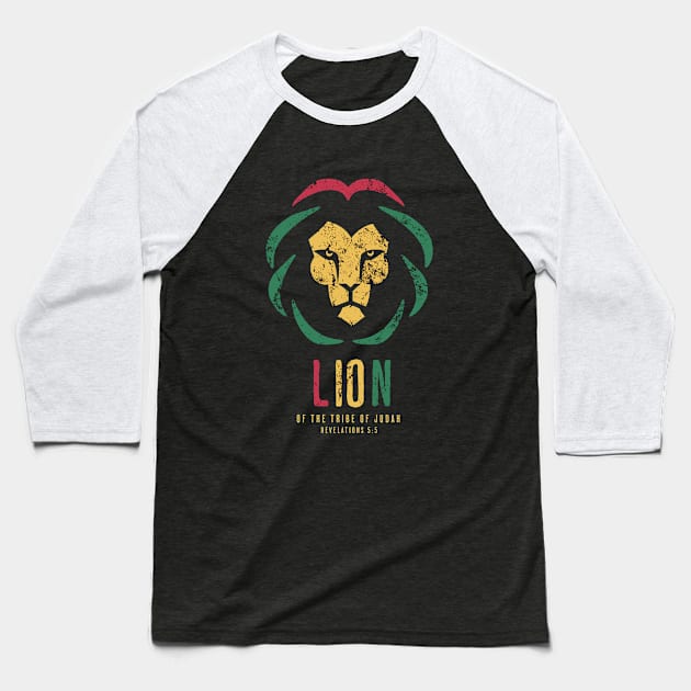 Lion of the Tribe of Judah - Revelations 5:5 - Bible Verse Baseball T-Shirt by DaysMoon